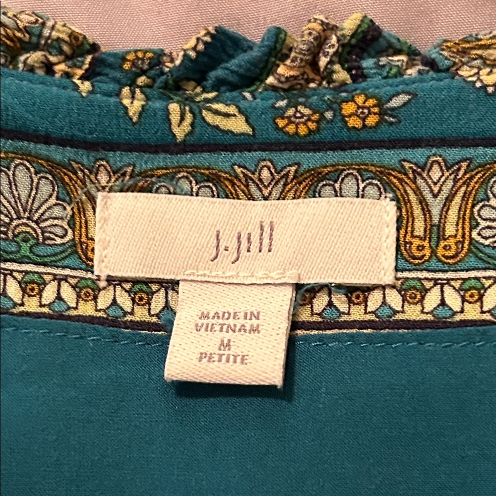 J. Jill voyager Teal Patterned Maxi Dress size medium petite - Picture 9 of 13